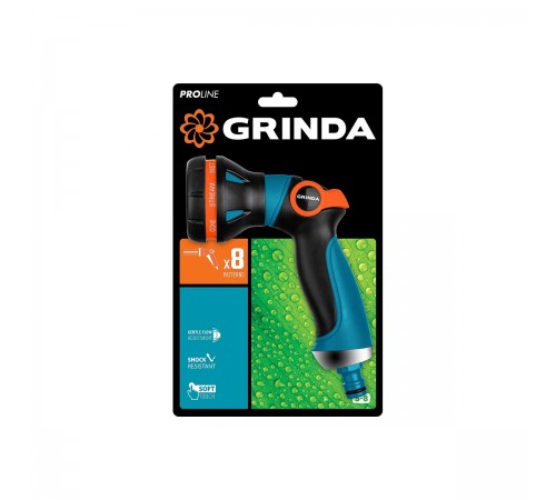 429100 Поливочный пистолет GRINDA PROLine S-8 8 режимов,двухкомпонетный с регулятором напора