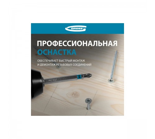 11378 Набор бит Gross PH2x70, сталь S2. шестигранный профиль, 10 шт