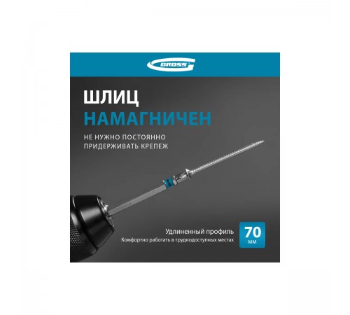 11378 Набор бит Gross PH2x70, сталь S2. шестигранный профиль, 10 шт