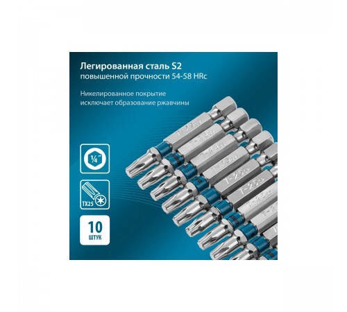 11471 Набор бит Gross TORX 25х50, сталь S2, 10шт.