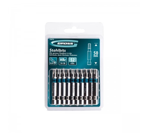 11472 Набор бит Gross TORX 30х50, сталь S2, 10шт.