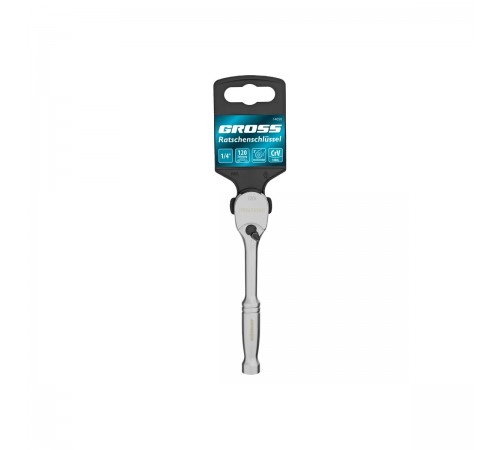 14050 Ключ-трещотка Cross 1/4", CrV, 120 зубьев, цельнометалический, хром