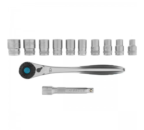 14138 Набор торцевых головок Gross трещотка 120 зубьев, 1/2", CrV, 12 предметов