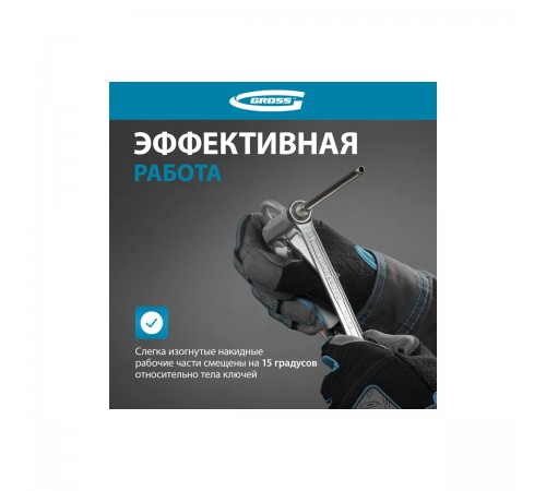 15149 Набор ключей комбинированных Gross CrV, 6-22мм, 12 шт., холодный штамп