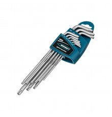 16408 Набор ключей имбусовых Gross TORX-TT, 9 шт.: T10-T50, экстра-длин., S2, сатинированные