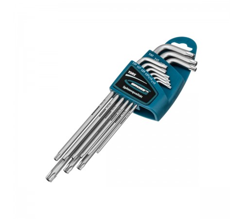 16408 Набор ключей имбусовых Gross TORX-TT, 9 шт.: T10-T50, экстра-длин., S2, сатинированные