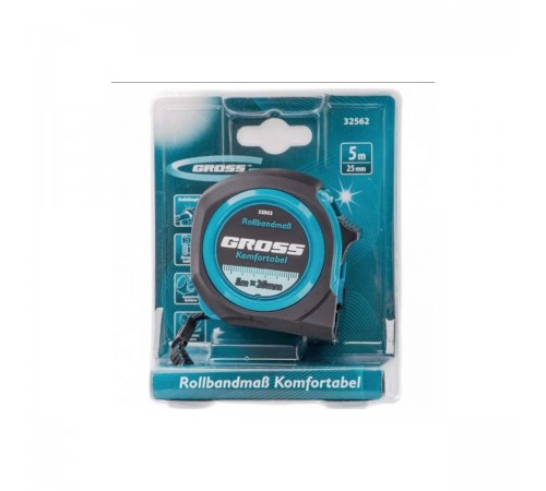32562 Рулетка Gross Komfortabel 5м*25мм, обрезиненный корпус