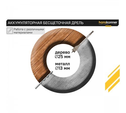 Дрель аккумуляторная Hanskonner HCD2065C