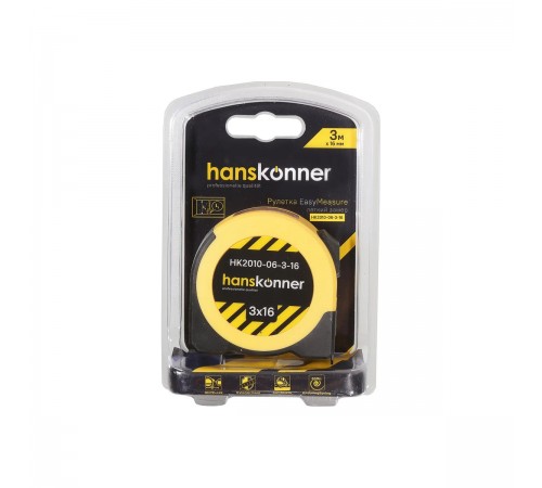 Рулетка Hanskonner 3x16мм, с окном для считывания внутренних размеров HK2010-06-3-16