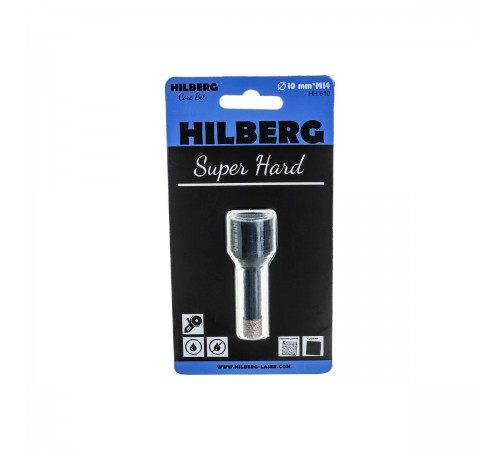 Коронка алмазная Hilberg HH610 Super Hard M14 с техническим воском 10мм