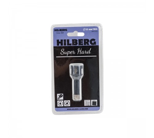 Коронка алмазная Hilberg HH612 Super Hard M14 с техническим воском 12мм
