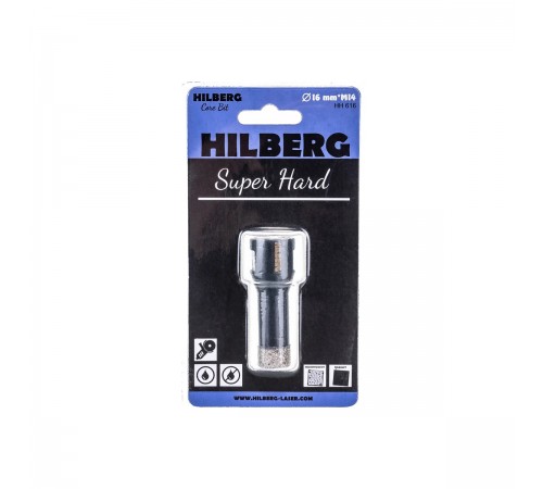 Коронка алмазная Hilberg HH616 Super Hard M14 с техническим воском 16мм