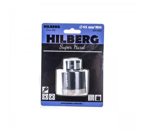 Коронка алмазная Hilberg HH645 Super Hard M14 с техническим воском 45мм