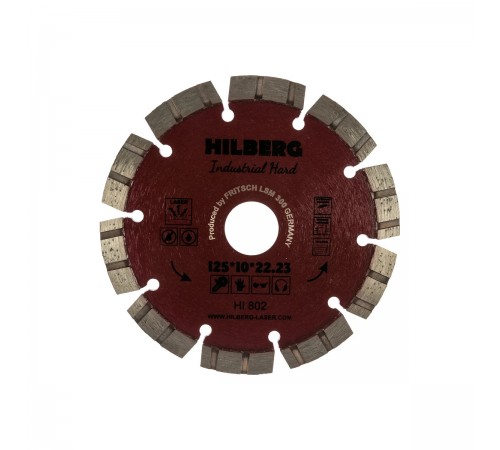 Диск алмазный отрезной HILBERG HI802 TURBO SEGMENT Industrial Hard 125x10*22.23мм