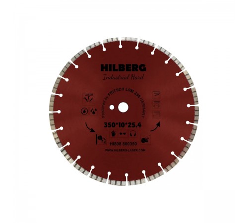 Диск алмазный HILBERG HI808 отрезной TURBO SEGMENT Industrial Hard 350x10*25.4мм