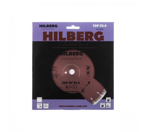 Диск алмазный HILBERG HI808 отрезной TURBO SEGMENT Industrial Hard 350x10*25.4мм