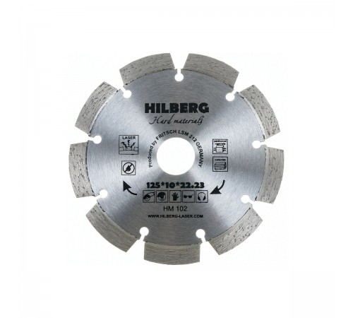 Диск алмазный HILBERG HM102 отрезной Hard Materials Лазер 125х10х22,23 мм