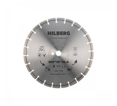 Диск алмазный HILBERG HM108 отрезной Hard Materials Лазер 350х10х25,4 мм