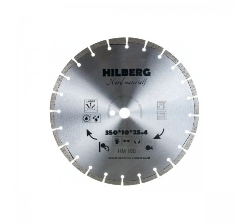 Диск алмазный HILBERG HM108 отрезной Hard Materials Лазер 350х10х25,4 мм