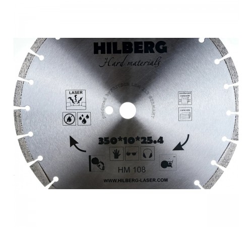 Диск алмазный HILBERG HM108 отрезной Hard Materials Лазер 350х10х25,4 мм