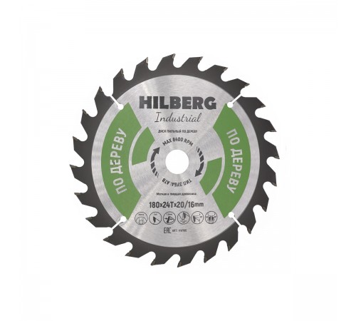 HW180 Диск пильный Hilberg Industrial Дерево 180х24T*20/16мм