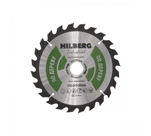 HW210 Диск пильный Hilberg Industrial Дерево 210х24T*30мм