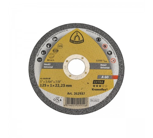 262937 Диск абразивный KLINGSPOR EXTRA 125х1.0х22.2