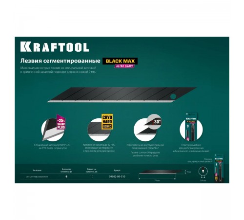 09602-09-S10 Лезвия сегментированные KRAFTOOL BLACK MAX 9 мм