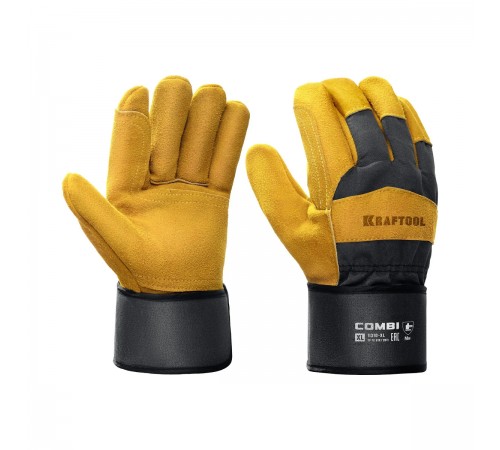 Перчатки спилковые, комбинированные KRAFTOOL COMBI 11310-XL