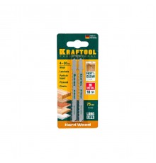 159507-2,5 Полотна KRAFTOOL T101BF для эл/лобзика по твердому дереву шаг 2,5мм,75мм
