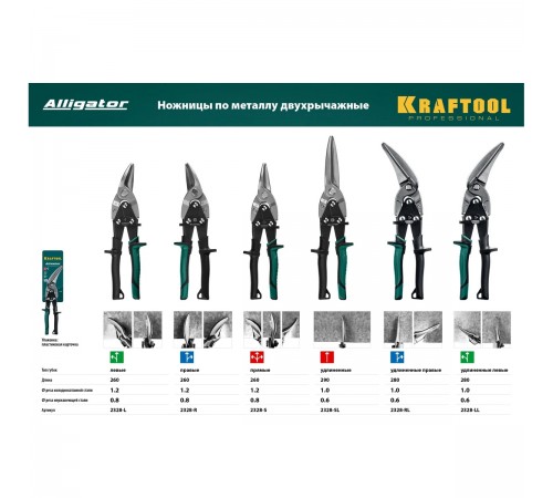 2328-L Ножницы по металлу KRAFTOOL Alligator 260мм левые Cr-Mo