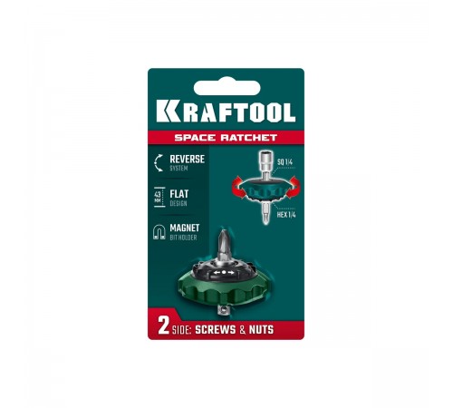 Трещотка KRAFTOOL SPACE Ratchet реверсивная для бит и головок 25890