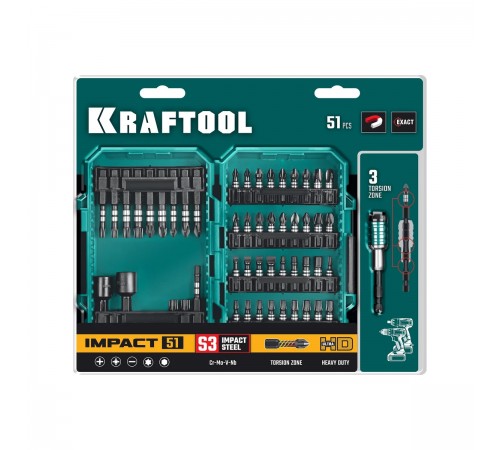 Набор KRAFTOOL IMPACT-51:набор ударных бит,51шт 26066-Н51