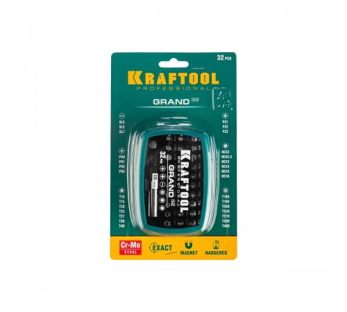 26083-H32 Набор бит KRAFTOOL Grand-32 с магнитным адаптером 32шт