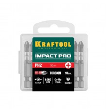 26191-2-50-S10 Биты KRAFTOOL Impact Pro, Philips, тип хвостовика Е 1/4, PH2, 50мм