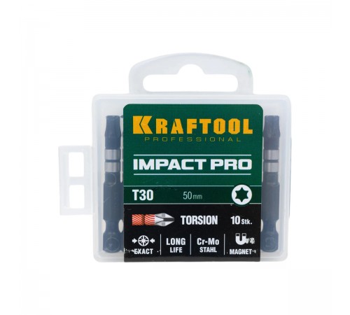 26195-30-50-S10 Бита KRAFTOOL Impact Pro, TORX, хвостовик Е 1/4, TX30, 50мм