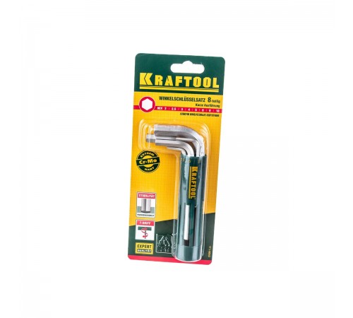 27430-1_z01 Ключи имбусовые короткие. Набор KRAFTOOL Cr-Mo сталь,HEX 2-10мм,8предм.