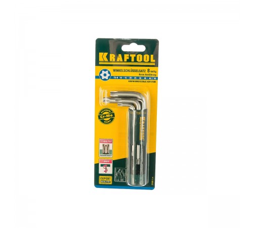27433-1_z01 Ключи имбусовые короткие. Набор KRAFTOOL Cr-Mo сталь,TORX Hole T10-T50,8предм.