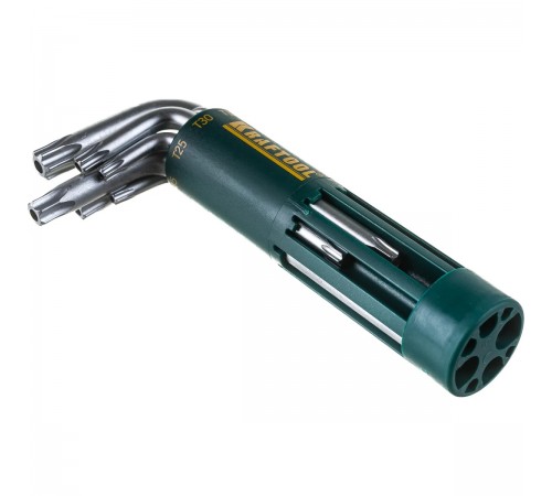 27433-1_z01 Ключи имбусовые короткие. Набор KRAFTOOL Cr-Mo сталь,TORX Hole T10-T50,8предм.