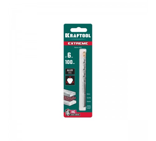 29166-100-06 Сверло по бетону KRAFTOOL EXTREME, 3-х гранный хвостовик 6х100