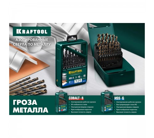 Набор сверл по металлу KRAFTOOL HSS-G,13шт 1.5-6.5мм сталь Р6М5 29651-H13