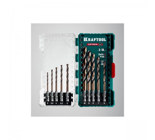 Набор сверл по металлу KRAFTOOL HEX-1/4" 10шт. IMPACT READY 29652-H10
