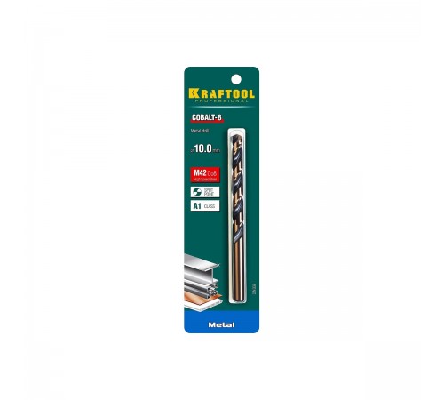 29656-10  Сверло по металлу KRAFTOOL COBALT HSS-Co(8%)  10,0х133мм, сталь M42(S2-10-1-8)