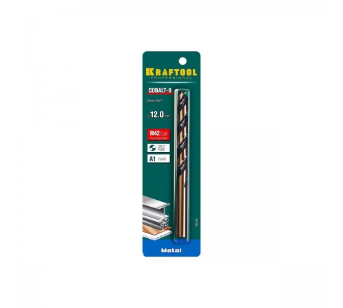 29656-12 Сверло по металлу KRAFTOOL COBALT HSS-Co(8%) 12.0х151мм, сталь M42(S2-10-1-8)