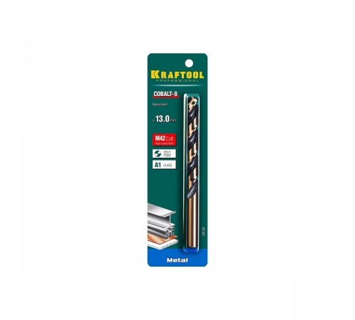 29656-13  Сверло по металлу KRAFTOOL COBALT HSS-Co(8%)  13,0х151мм, сталь M42(S2-10-1-8)
