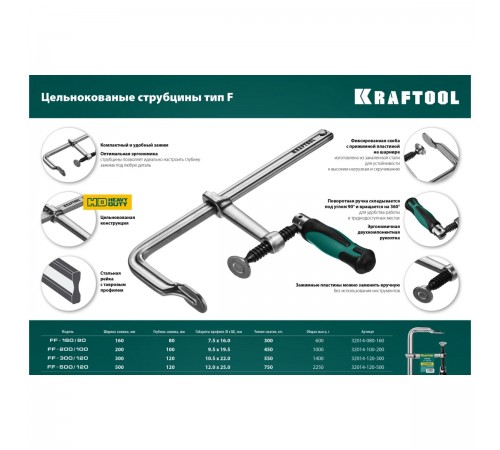 32014-080-160 Струбцина KRAFTOOL FORGE FF-160/80, тип F, 160/80мм