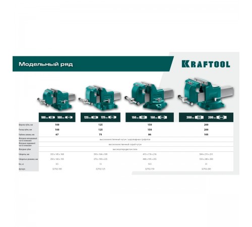 Тиски слесарные KRAFTOOL Grand 100мм 32702-100
