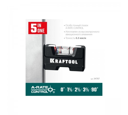 Уровень KRAFTOOL A-RATE CONTROL,5 в 1,компактный магнитный уровень 34787