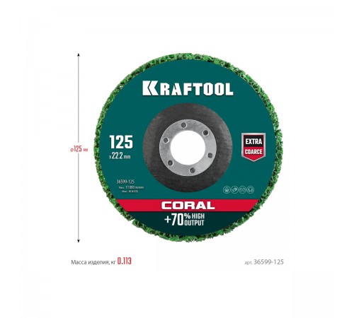 36599-125 Диск полимерно-шлифовальный KRAFTOOL CORAL синтетический, абразивный 125х22,2мм