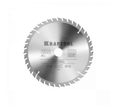 Диск пильный по дереву KRAFTOOL Optima, 254х30мм, 40Т 36951-254-30